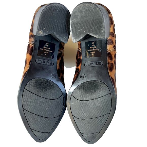 NINE WEST Hartyn Leopard Ankle Boots Pointed Toe Slip-on Booties Size 8 - Picture 7 of 13